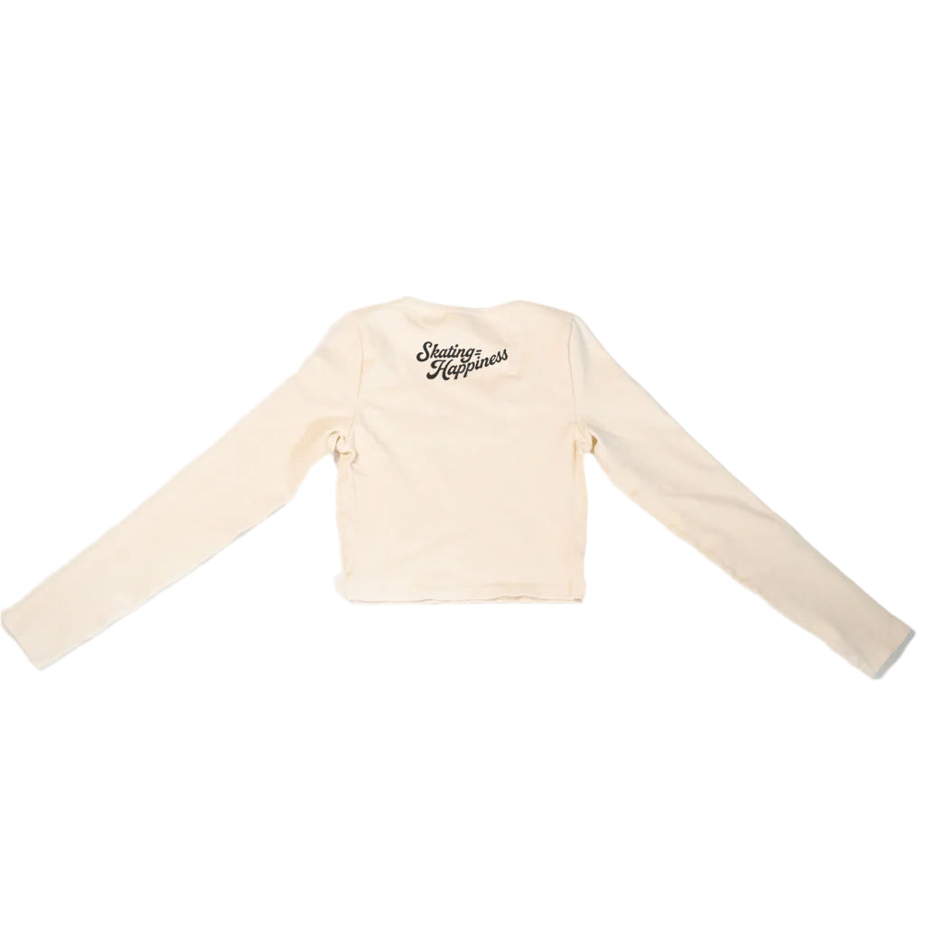 Size Small NEW Roller Skate Long Sleeve Crop Top - Vanilla