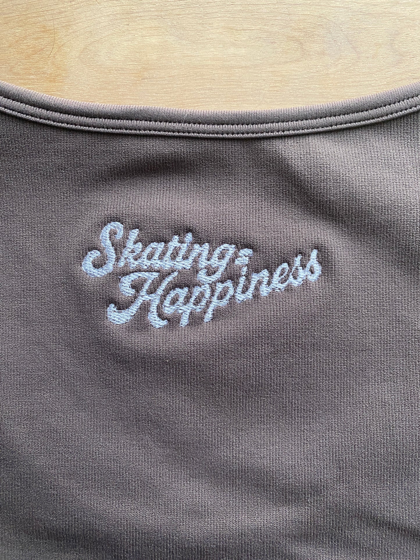 Size Small NEW Roller Skate Long Sleeve Crop Top - Mocha
