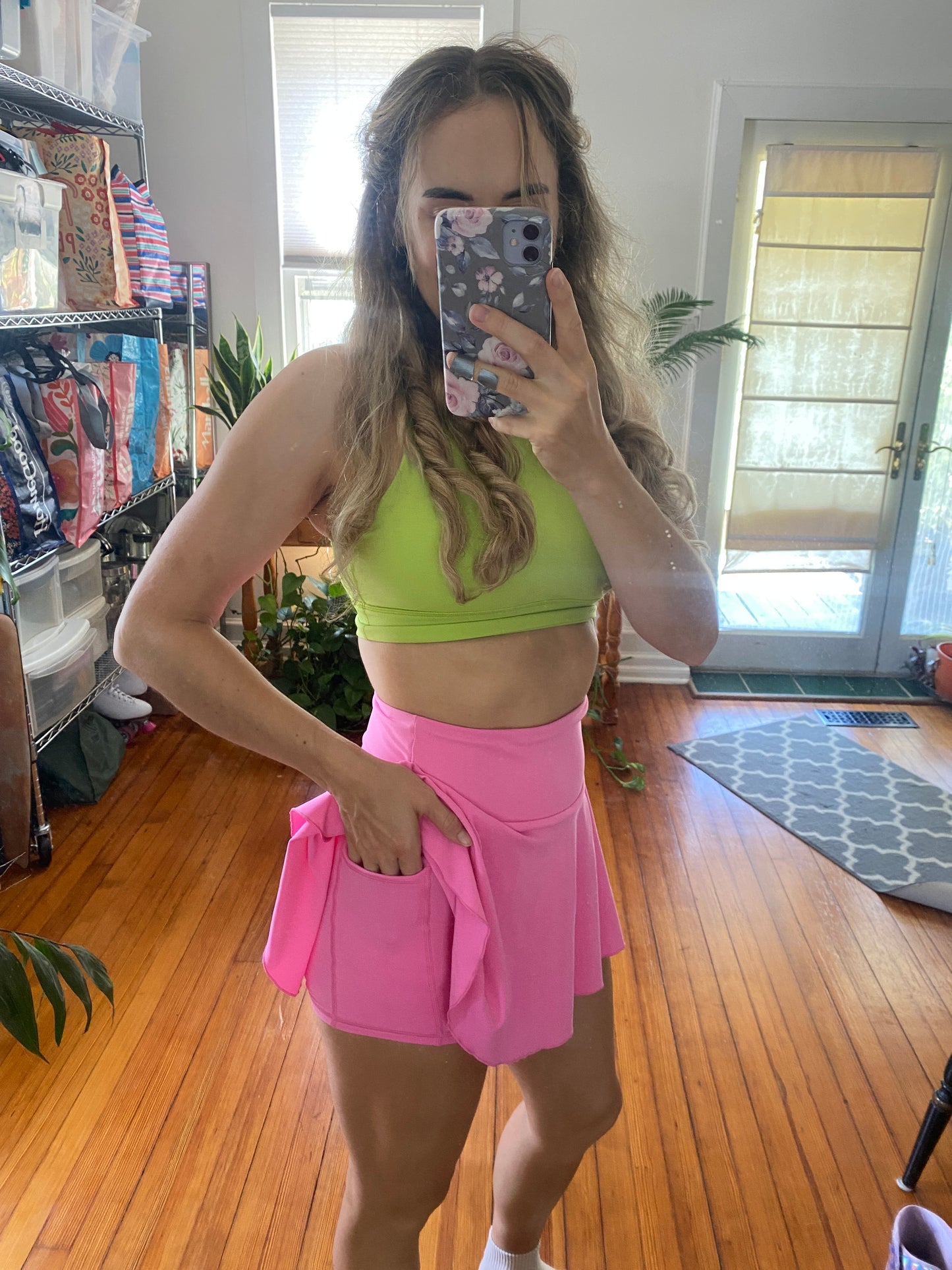 NEW 90's Inspired Roller Skate Mini Skirt - Bright Pink
