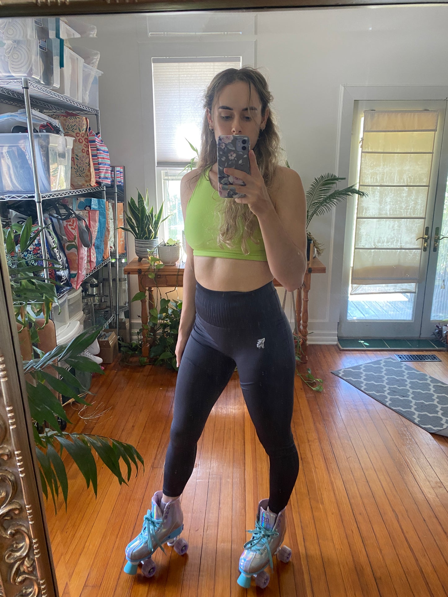 Size MEDIUM/SMALL New Compression Roller Skate Leggings - Dark Grey
