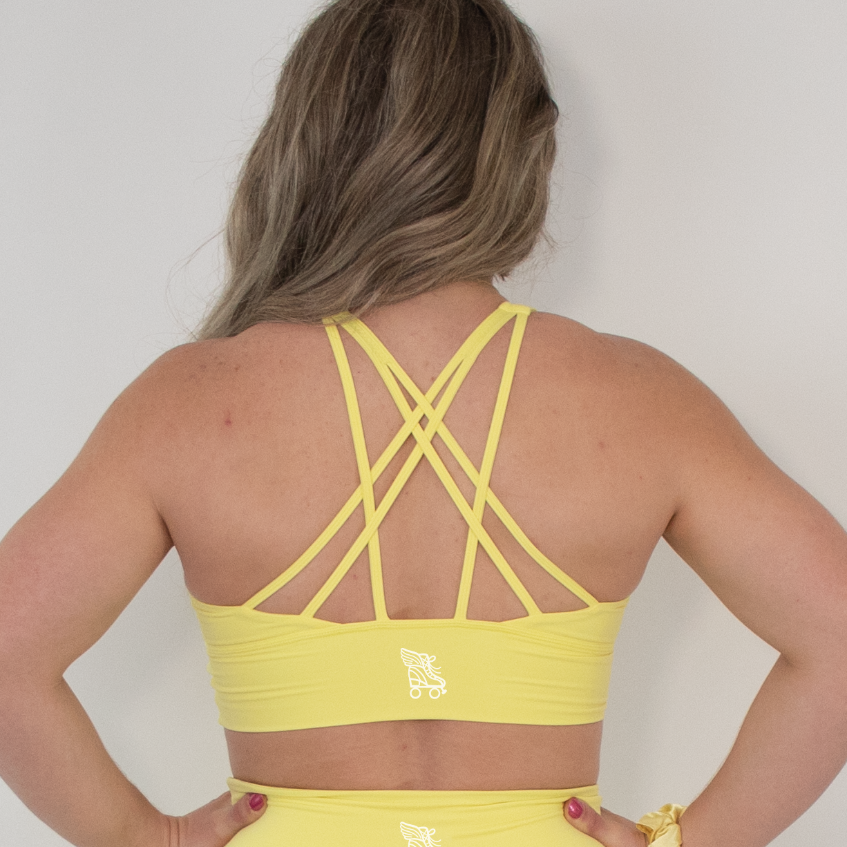 NEW 90's Inspired Roller Skate Sports Bra - Butter Yellow