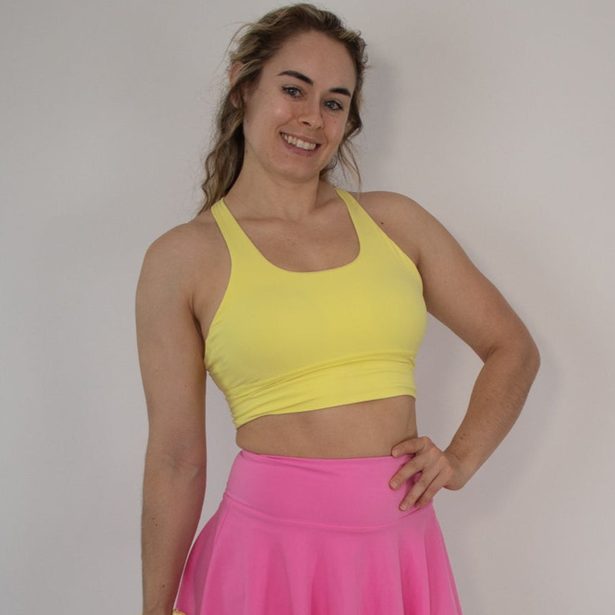 NEW 90's Inspired Roller Skate Sports Bra - Butter Yellow