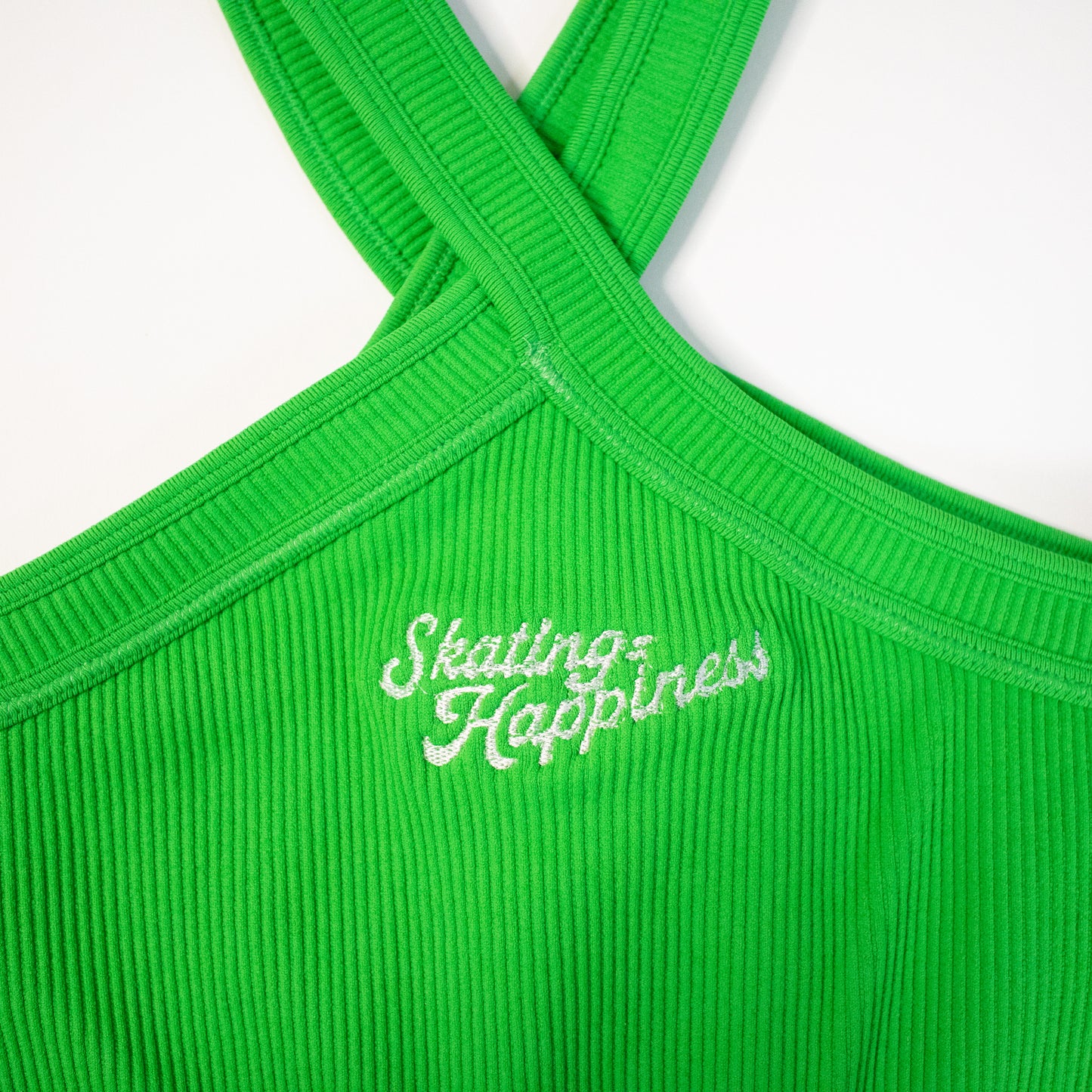 Size Medium NEW Kelly Green Embroidered Roller Skate Crop Top