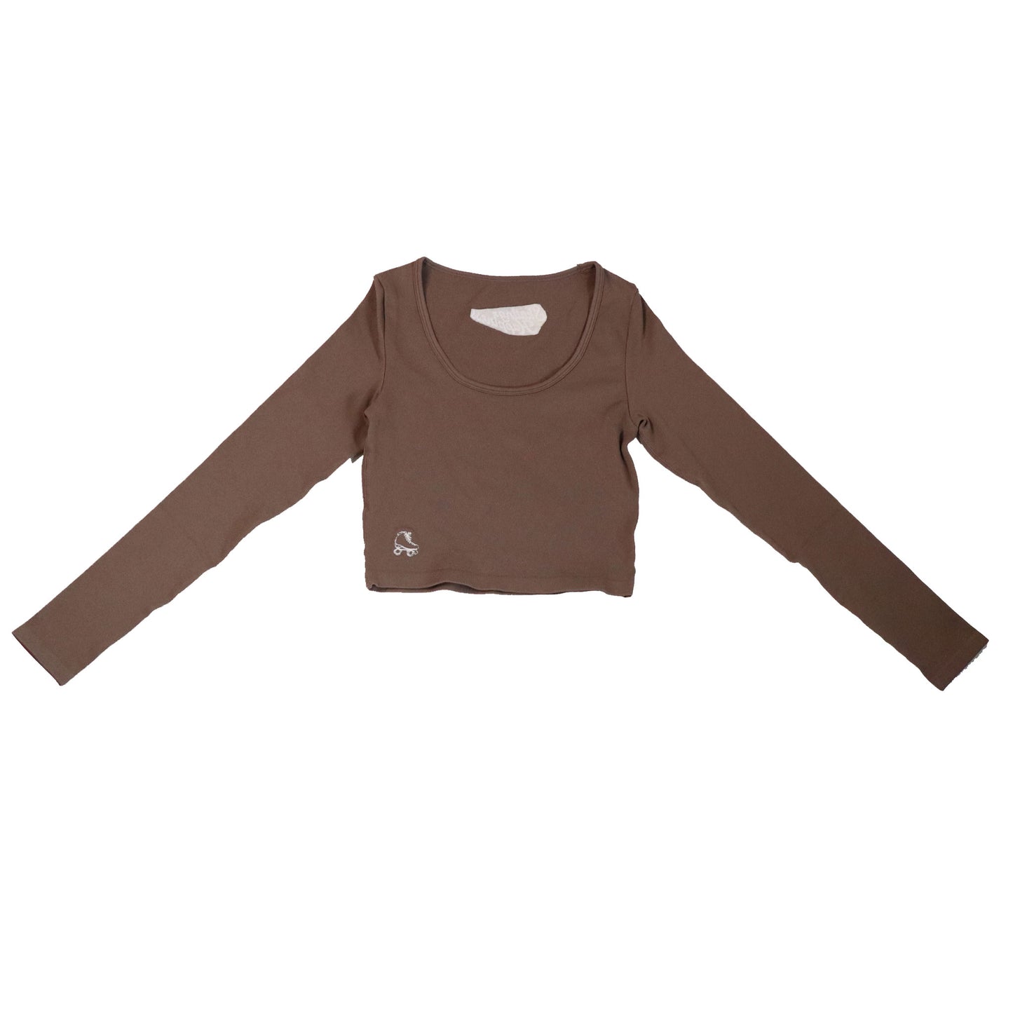 Size Small NEW Roller Skate Long Sleeve Crop Top - Mocha