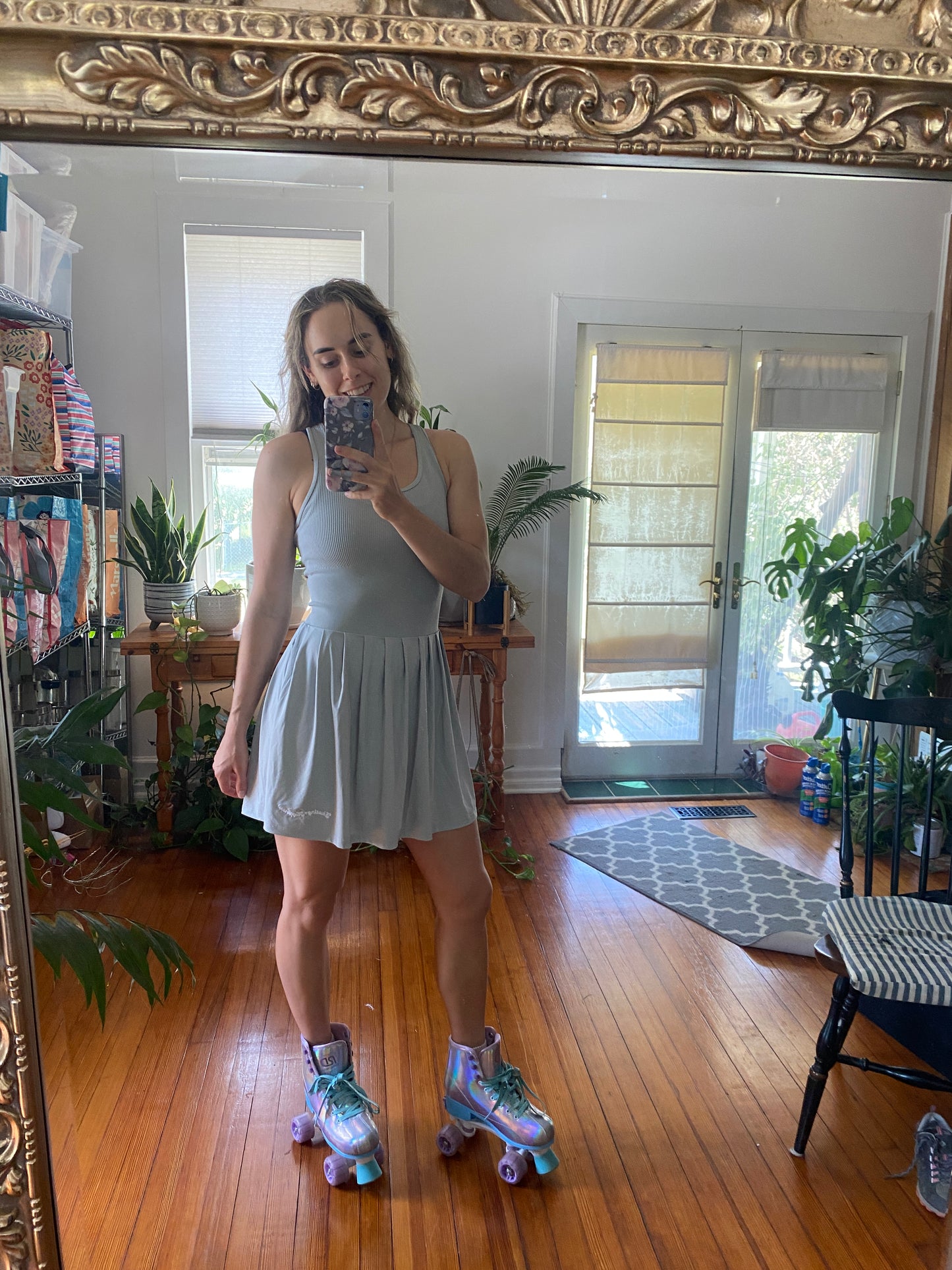 NEW Size Medium 50's Inspired Roller Skate Dress - Grey