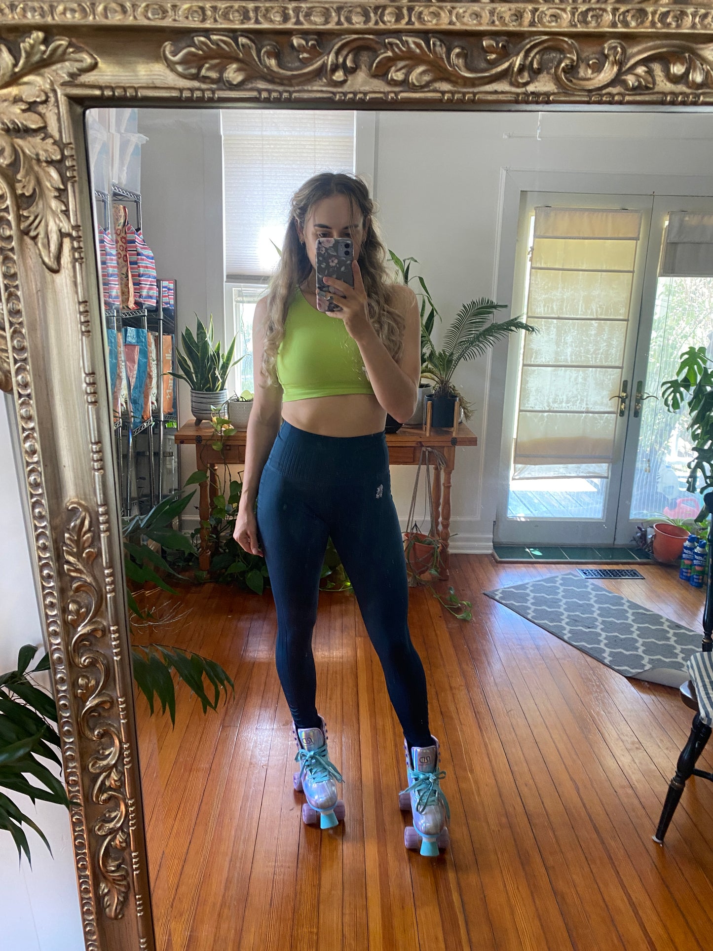 Size MEDIUM/SMALL New Compression Roller Skate Leggings - Dark Teal
