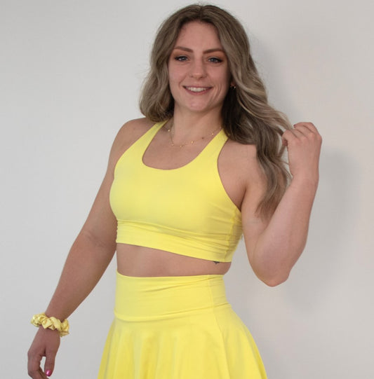 NEW 90's Inspired Roller Skate Sports Bra - Butter Yellow