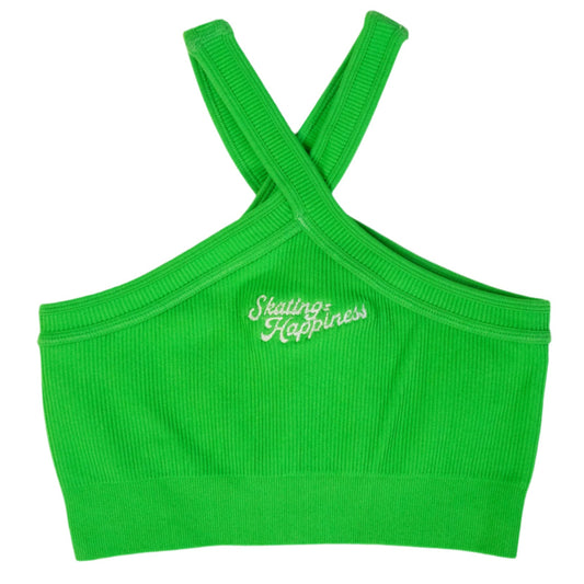 Size Medium NEW Kelly Green Embroidered Roller Skate Crop Top