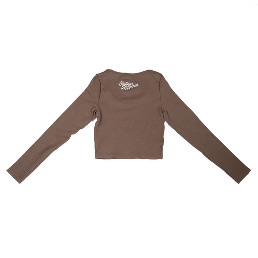 Size Small NEW Roller Skate Long Sleeve Crop Top - Mocha